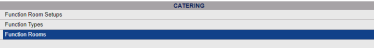 Catering section of the Sales and Catering Configuration menu with the Function rooms command selected